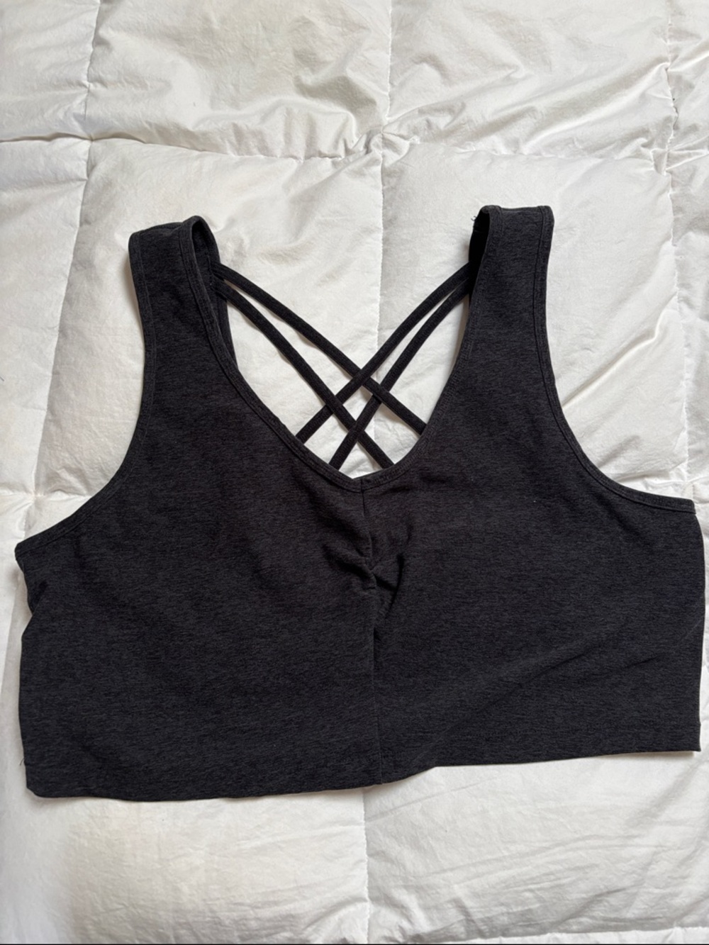 Zella Dark Gray Crisscross Back Crop Top / Sports Bra